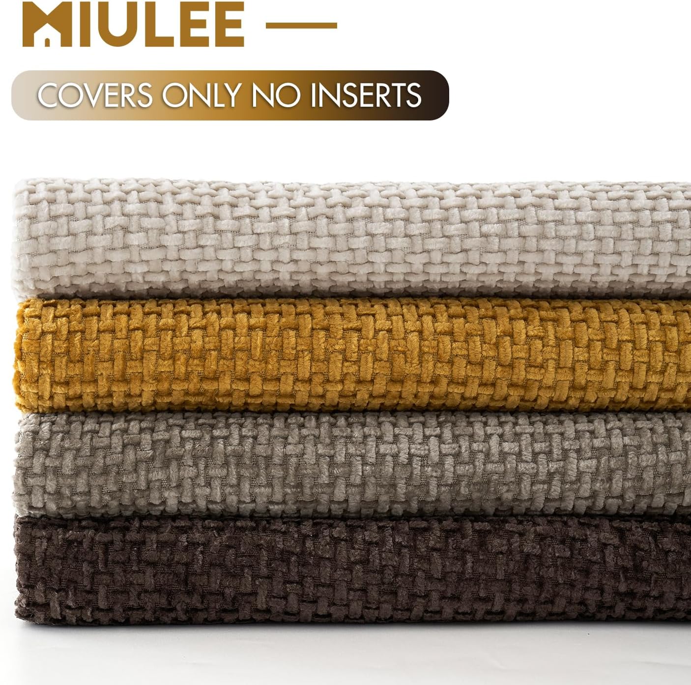 MIULEE Pack of 4 Couch Throw Pillow Covers 20x20 Inch Neutral Gold/Brown Soft Decorative Chenille Pillow Covers Farmhouse Accent Cushion Covers for Boho Home Decor Sofa Bedroom Living Room