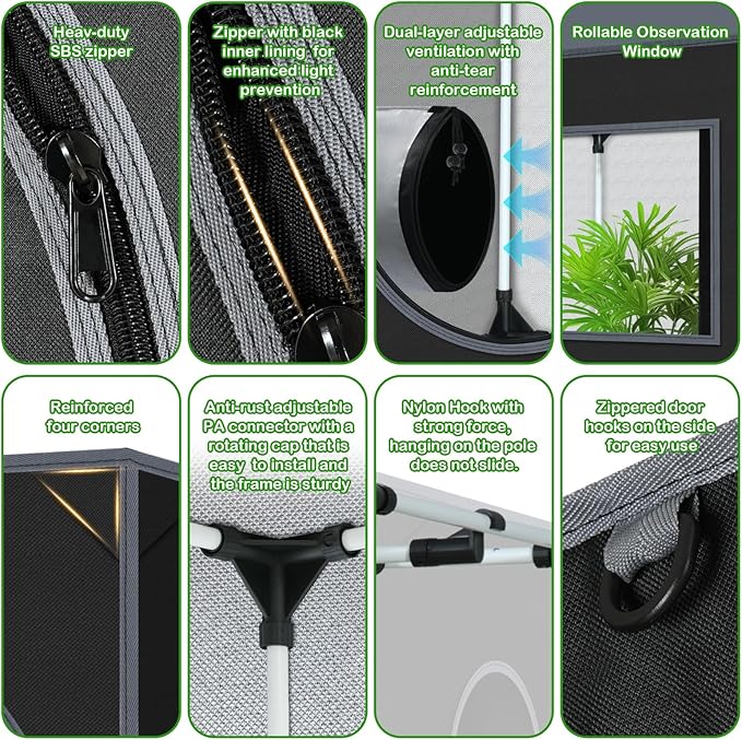 18"x30"x36" Grow Tent for Indoor Plants 600D Mylar Hydroponic High Reflective GrowTents for Plant Fruit Flower Veg Growing