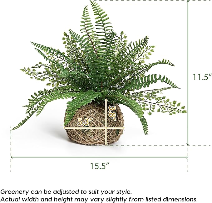 Artificial Boston Fern Plants Bushes Faux Plants Shrubs Greenery for House, Office, Garden, Inddor and Outdoor Decor (Small)