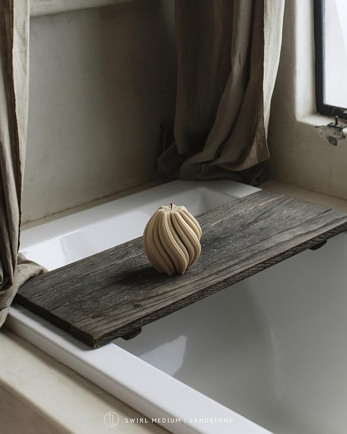 LAWA Swirl Candle - Large Beautiful Handmade Pillar Scented Soy Wax Twirl Elegant Bubble Aesthetic Candle Housewarming Gift Home Room Shelf Decor Idea Spiral Sandstone (Medium)