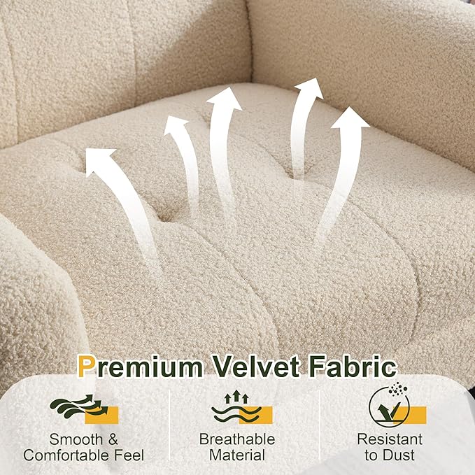 NicBex Accent Chair Set of 2, Modern Chair for Living Room Upholstered Foam Filled Living Room Chairs with Metal Legs Teddy Cozy Lounge Armchair for Living Room Bedroom,Beige