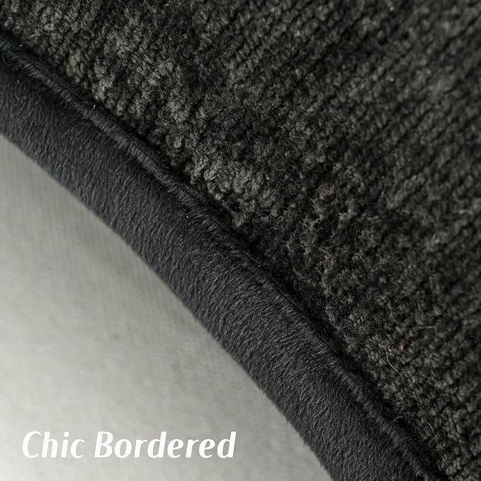 FUTEI Black Chenille Throw Pillow Covers 12x20 Inch Set of 2,Soft Cozy Bound Edge Design Lumbar Pillow Cases,Home Decor for Couch Bed Living Room