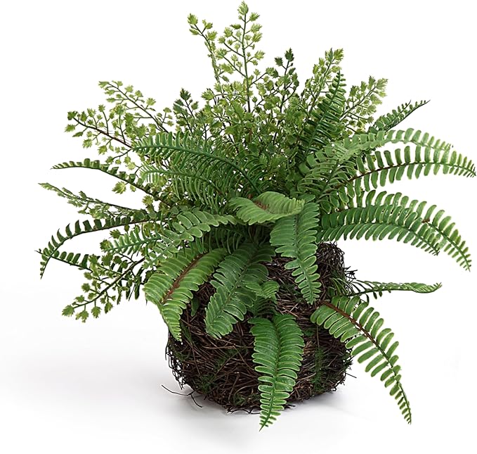Artificial Boston Fern Plants Bushes Faux Plants Shrubs Greenery for House, Office, Garden, Inddor and Outdoor Decor (Standard)
