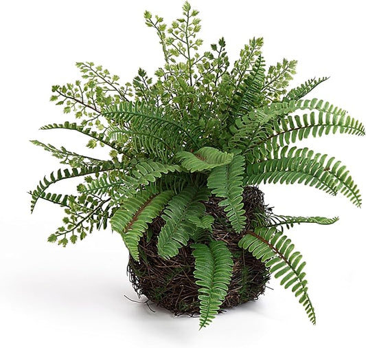 Artificial Boston Fern Plants Bushes Faux Plants Shrubs Greenery for House, Office, Garden, Inddor and Outdoor Decor (Standard)