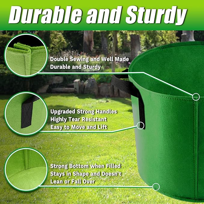 10 Gallon Grow Bags, 7 Pack Colorful Fabric Plant Pots with Handles for Garden and Outdoor Planting