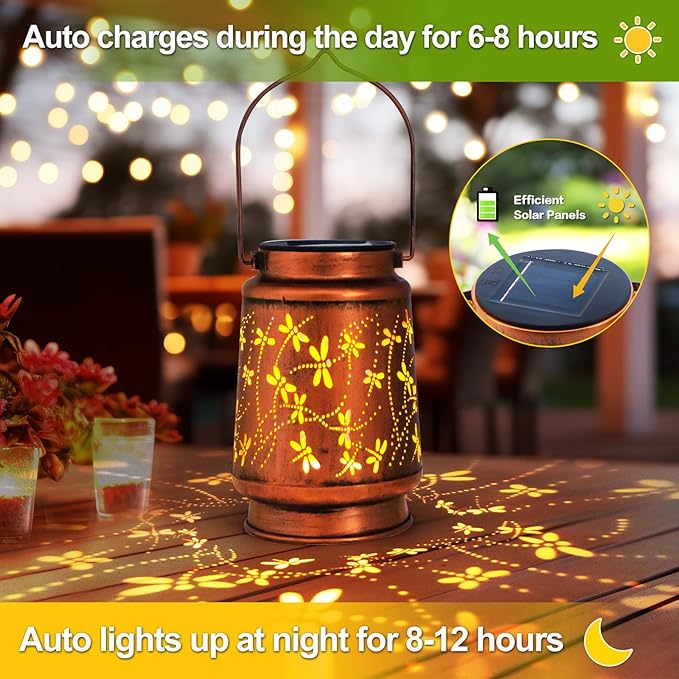 Christmas Gifts for Women, 4 Pack Dragonfly Birthday Gifts for Women Mom Grandma Solar Lanterns Outdoor Waterproof Garden Decor Hanging LED Decorative Light for Patio Yard Lawn Gardening Gifts