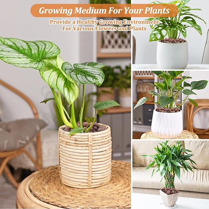 Riare 10 LBS Organic Expanded Clay Pebbles - 4mm-16mm Natural Leca Balls Lightweight Hydroponic Clay Pebbles Aggregate for Indoor Plants, Hydroponic Growing, Plants Drainage, Aquaponics