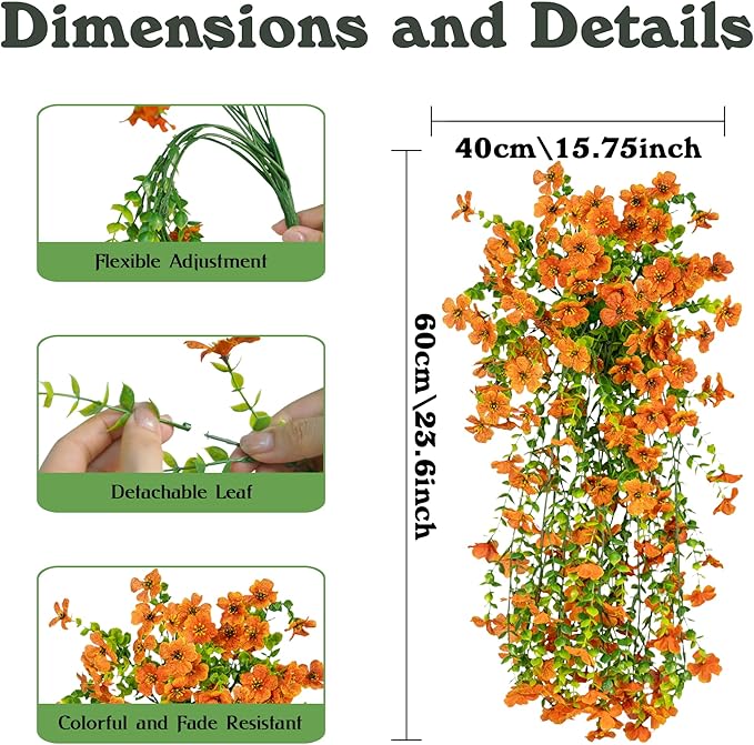 Artificial Flowers for Outdoors Decoration, 2 Pcs Outdoor Faux Plants Daisy with Eucalyptus Leaves Fall UV Resistant Fake Flowers Hanging Planters for Front Porch Patio Yard Door Garden Home Decor