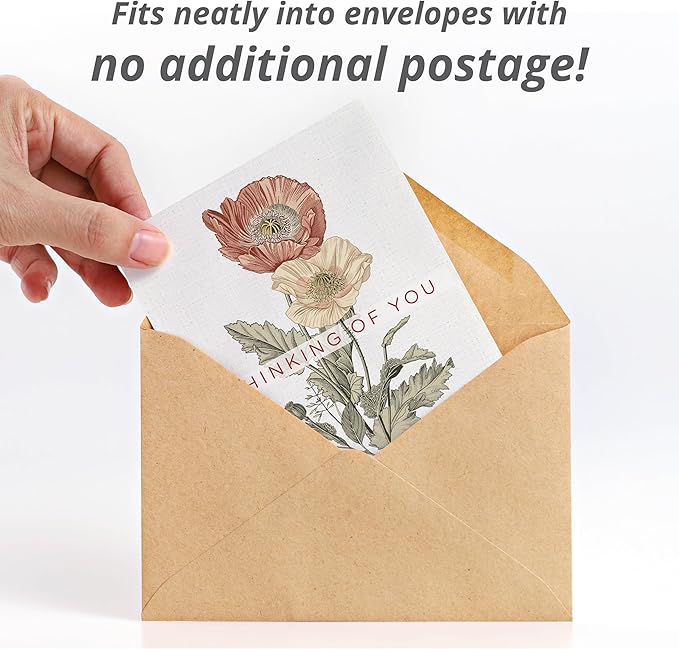 Bentley Classic Vintage Art Poppy Packets, Thinking of You Flanders Corn Seeds, Thoughtful Illustrated Flower Design, Eco-Friendly Hand Out, Sentimental Gift, 25 Pack