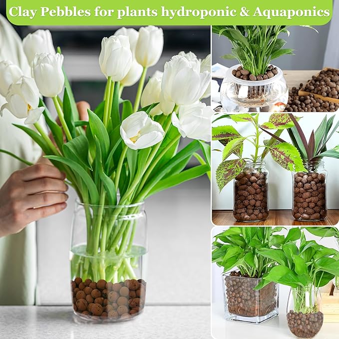 4 LBS Natural Leca Clay Pebbles for Plants- 4-16mm Expanded Clay Leca Balls for Indoor Plants, Hydroton Clay Pebbles for Plants Hydroponic & Aquaponics Growing, Orchids, Drainage, Terrarium