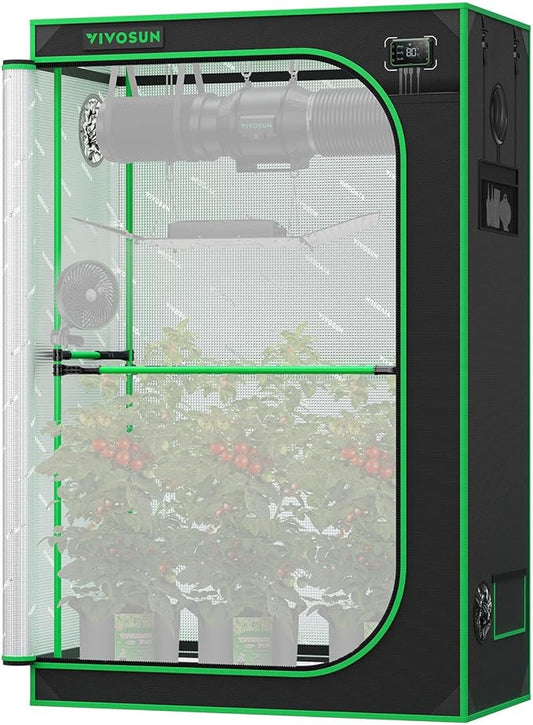 VIVOSUN P426 48"×24"×72" PRO Grow Tent, with Thick 1 inch Poles, Strengthened High Reflective Mylar Oxford Fabric, Extra Hanging Bars & High CFM Kit for Hydroponics Indoor Plant for AeroLight A200SE