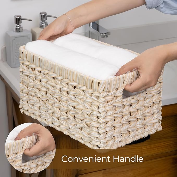 GRANNY SAYS Storage Baskets for Organizing, Wicker Storage Basket for Shelf, Wicker Basket for Organization, Waterproof Basket for Living Room, Decorative Basket for Pantry and Entryway, 2-Pack