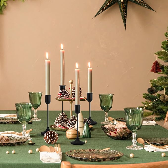 Candle Holder - 3 PCS Candlestick Holders - Vintage Candle Stick Holder - Modern Decorative Centerpiece - Cozy Atmosphere Gift for Home Decor, Wedding, Halloween Party - Black Taper