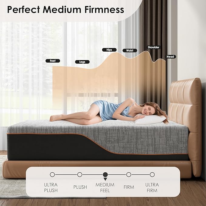 14 Inch King Size Mattress Cooling Gel- Luxurious Plush Feel with Reinforced Edge for Maximum Space & Support | CertiPUR-US Certified for Master Bedrooms & Families | Motion Isolation