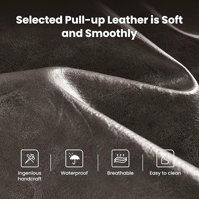 PHI VILLA Bar Stools - Counter Height Bar Stool Leather Kitchen Counter Barstools, Grey Bar Stools with Back