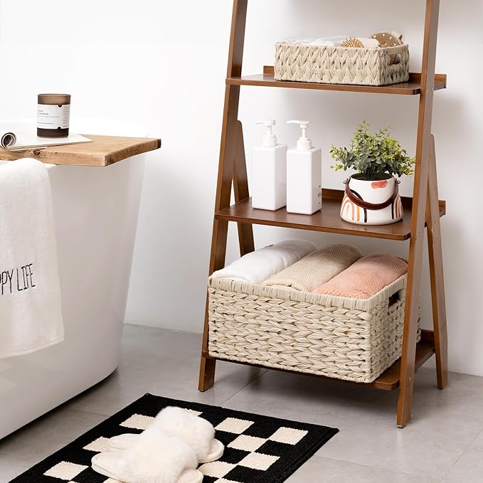 GRANNY SAYS Basket for Organizing, Wicker Storage Baskets for Shelves, Woven Baskets for Storage, Waterproof Shelf Baskets for Living Room, Rectangular Woven Basket with Handles, 1-Pack