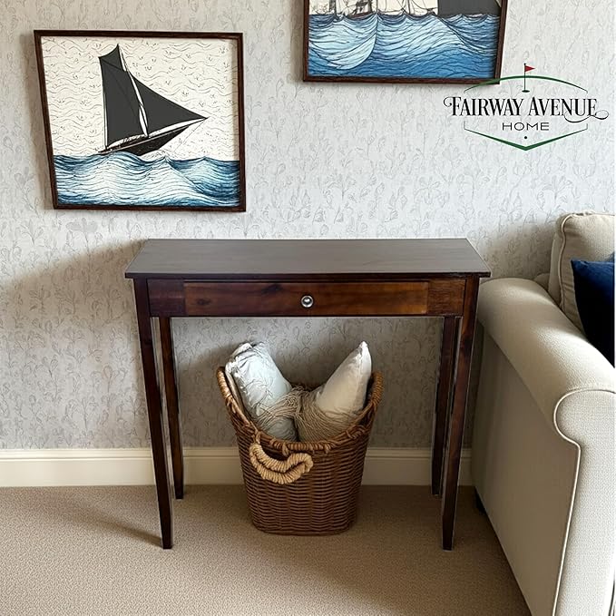 Solid Acacia Console Table w/Drawer