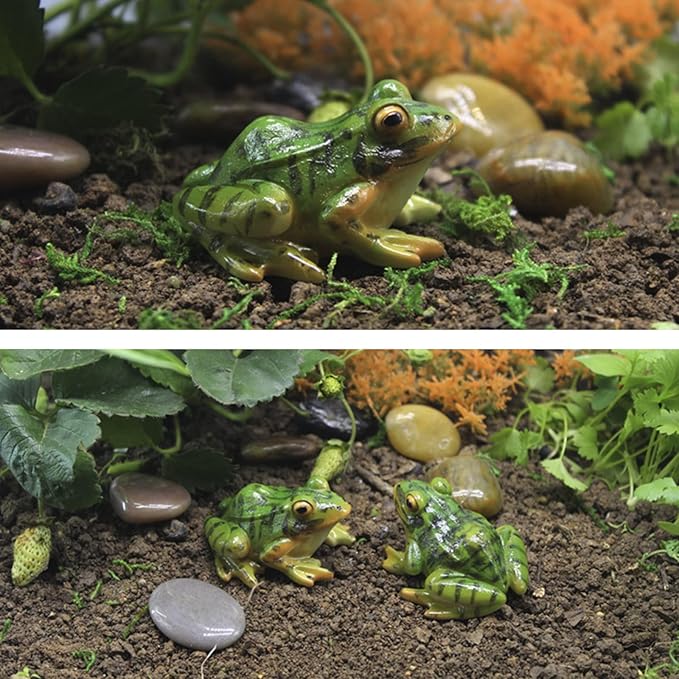 4 Pcs Garden Frog Figurine, Miniature Frog Figurines, Small Resin Realistic Frogs Statue for Fairy Garden Fish Tank Terrarium Decor