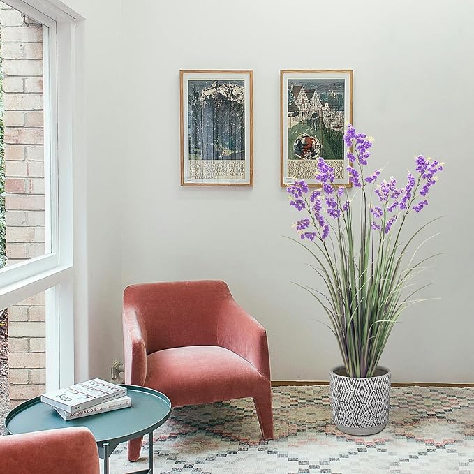 Green Onions Home Decor Fake Plants Lily of The Valley Snake Plant Home DéCor Accents Artificial Grass Room Decor Artificial Plants Indoor Artificial Grass 47“ 1 Pack（Purple）