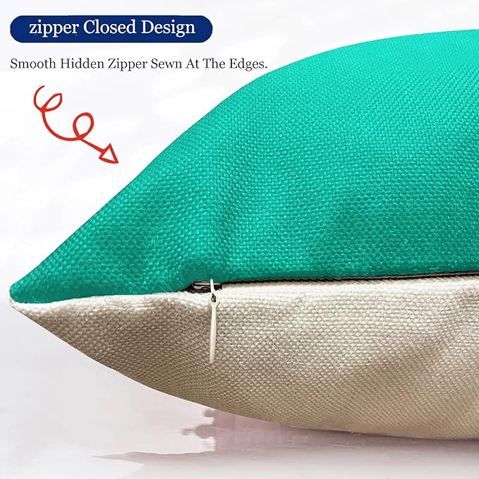 Decorative Throw Pillow Covers Set of 2 Aqua Blue Pillow Covers 20x20 inch Throw Pillow Cases Linen Square Pillow Case,Farmhouse Outdoor Modern Geometric Pillow Covers for Couch Sofa Living Room