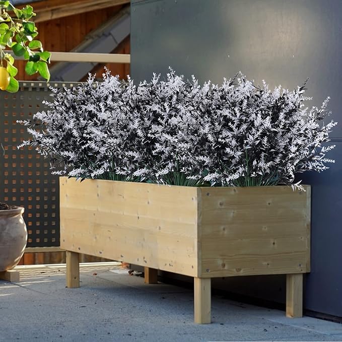 Artificial Plants Outdoor Artificial Outdoor Flowers UV Flowers Outdoor Artificial Greenery for flower arrangements Indoor Outside Hanging Plants Garden Porch Window Home Farmhouse Décor(Black+White)