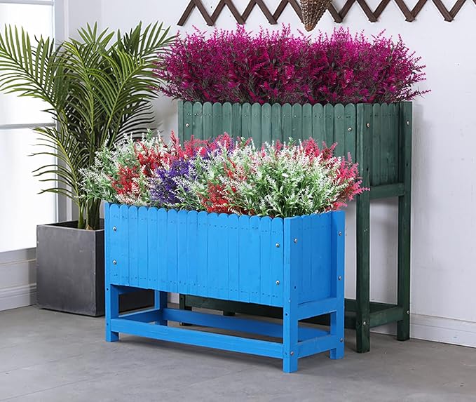 20 Bundles Artificial Flowers for Outdoor Decoration, Spring Decoration UV Resistant Faux Outdoor Plastic Greenery Shrubs Plants Artificial Fake Flowers Hanging Planter Home Garden Decor(Fuchsia)