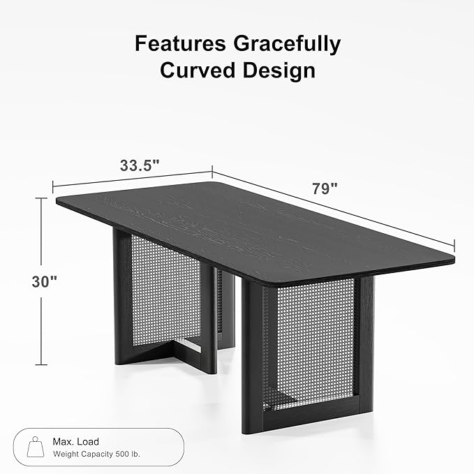 Casaphoria 67" Dining Table, Modern Kitchen Table for 4-6, Farmhouse Style with Rectangular Top & Arched Legs, Easy Assembly for Living Room, Kitchen, Bar, Natural Wood