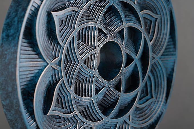 WUBIANJIE Disc Geometric Pattern Statue Sculpture Home Decor Modern Unique Blue Gold Decoration Living Room Bedroom Console Table Statue Accessories (Blue)