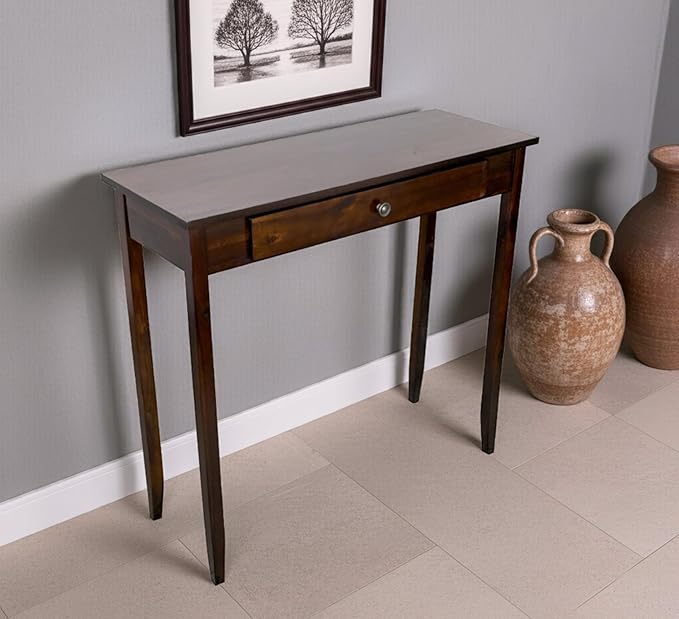 Solid Acacia Console Table w/Drawer