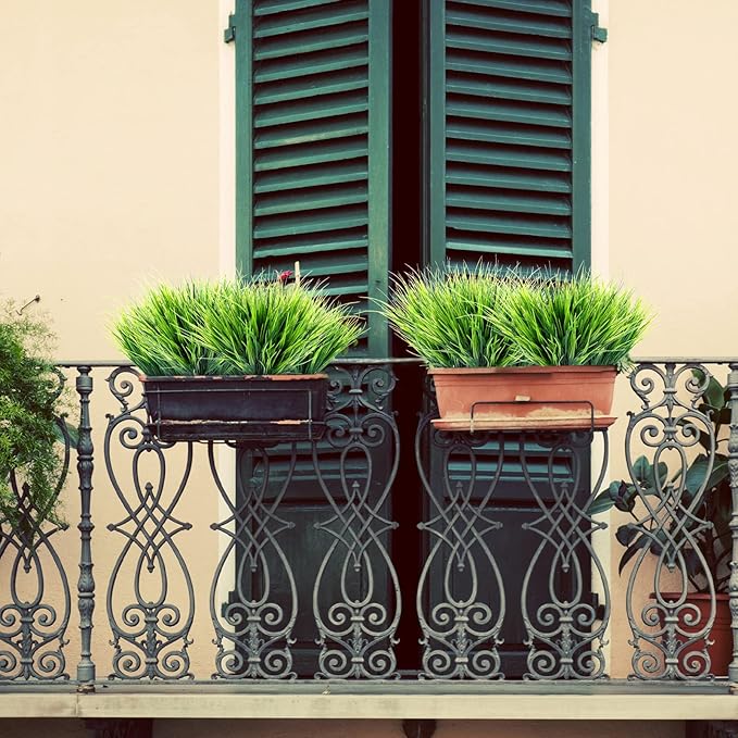 Ysleen 30 Bundles Artificial Outdoor Plants UV Resistant Fake Grasses No Fade Faux Plastic Wheat Grass Greenery Shrubs Garden Porch Window Box Decorating Craft