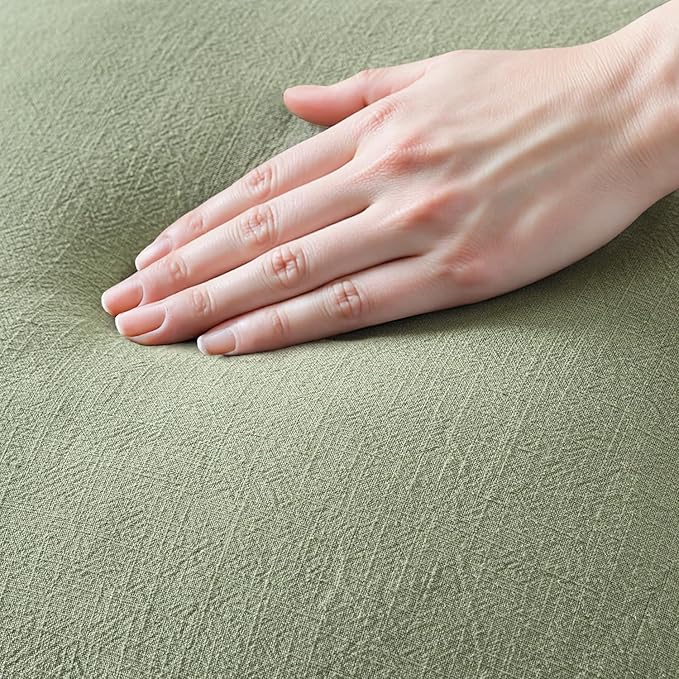 MIULEE Decorative Throw Pillow Covers Neutral Linen Fringe Throw Pillows Set of 2 Sage Green Boho Farmhouse Cushion Covers with Tassels for Couch Sofa Bed Living Room Spring Home Decor 20x20 Inch