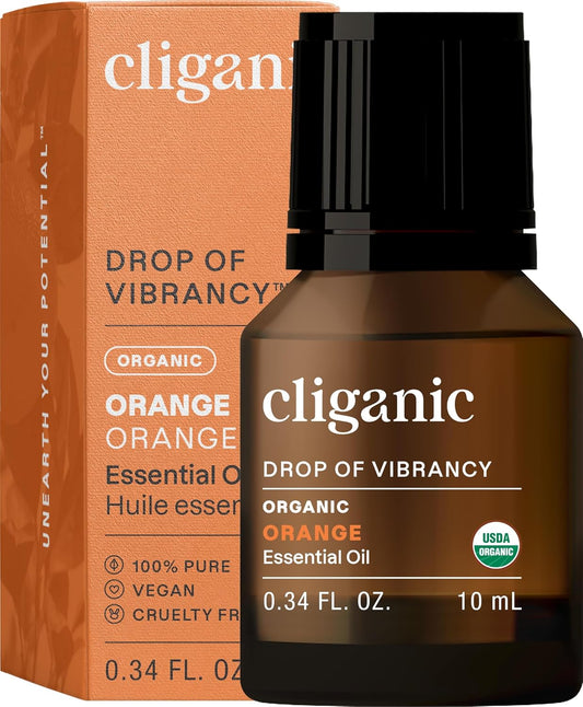 Cliganic Organic Sweet Orange Essential Oil, 10ml - 100% Pure Natural for Aromatherapy Diffuser | Non-GMO Verified (Packaging May Vary)