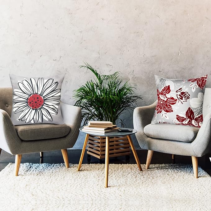 Decorative Throw Pillow Covers Set of 4 Wine Red Pillow Covers 20x20 inch Throw Pillow Cases Linen Square Pillow Case,Farmhouse Outdoor Modern Pillow Covers for Couch Sofa Living Room