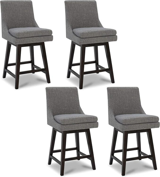 CHITA Counter Height Swivel Bar Stools Set of 4, FSC Certified Upholstered Fabric Barstool Chairs with Back, 26.8" H Seat Height, Fabric in Fog
