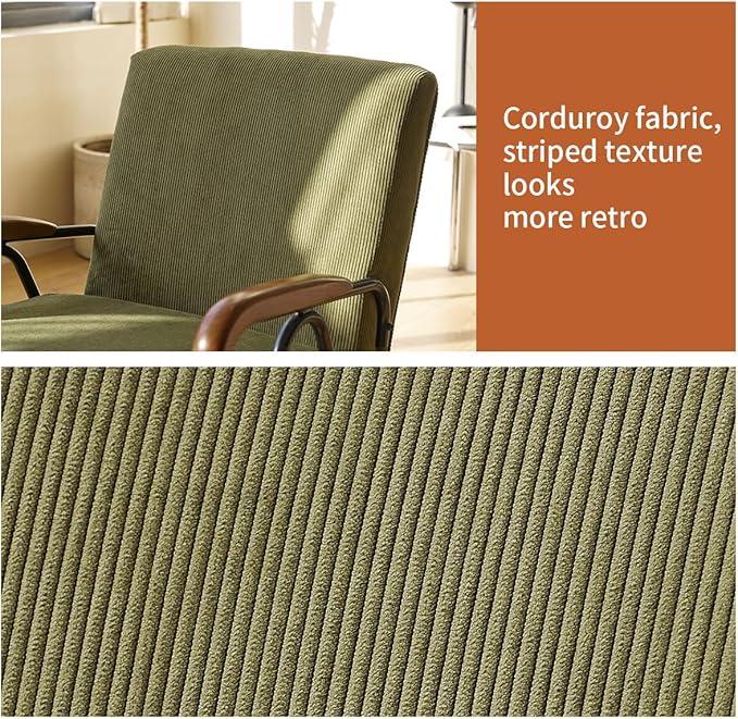 MFFM Fabric Armchair, Modern Accent Chair High Back, Living Room Chairs with Metal Legs and Soft Padded, Sofa Chairs for Home Office,Bedroom,Dining Room (Green)