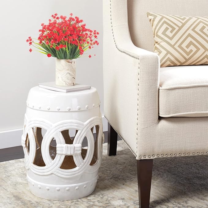 8 Bundles Artificial Daffodil Outdoors Flowers (Red-Daffodil)