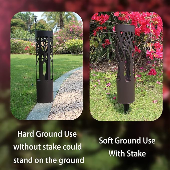 4Pack Solar Pathway Lights Outdoor, Landscape Lighting Dust to Dawn Solar Lights for Garden Decor, Metal Path Lights Solar Powered for Yard Lawn Patio Walkway Warm Yellow