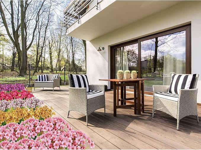 AmyHomie 20 Bundles Artificial Flowers for Outdoor Outside Spring Summer Decoration UV Resistant Faux Flowers No Fade Fake Plastic Plants Garden Porch Window Box Decorating (Fuchsia)