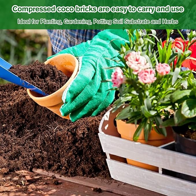 Legigo Pack of 5 Organic Coco Coir Bricks- 100% Natural Compressed Coco Peat Brick Coconut Fiber Substrate with Low EC& pH Balance, Coir Plant Soil Enhance Root Growth for Herbs, Flowers, House Plants