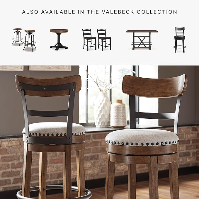 Signature Design by Ashley Valebeck 30" Farmhouse Pub Height Barstool, Brown