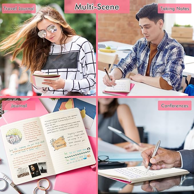 16 Pack Soft Cover Journal Bulk, Feela Lined Notebooks College Ruled for Work for Women Girl Writing, Blank Travel Journal Note Taking Notebook School Business Supplies, 8.2” x 5.5”, A5, Berry