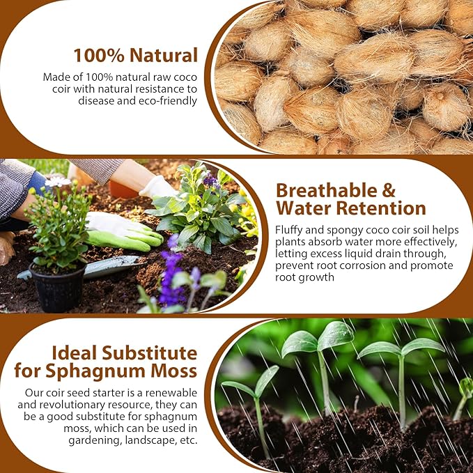 Legigo Pack of 10 Organic Coco Coir Bricks- 100% Natural Compressed Coco Peat Brick Coconut Fiber Substrate with Low EC&pH Balance, Plant Soil Enhance Root Growth for Herbs, Flowers, House Plants