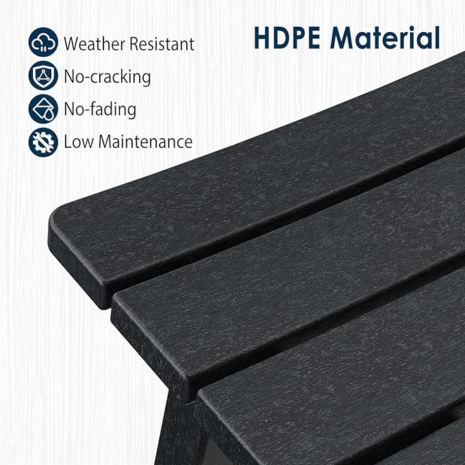 nalone 29 Inch Outdoor Bar Stool, HDPE Bar Chairs with Footrest, Weather Resistant Waterproof Bar Stools Outside Bar Height Stools for Bar, Kitchen Counter, Yard, Balcony(Black, 29'' Barstools)