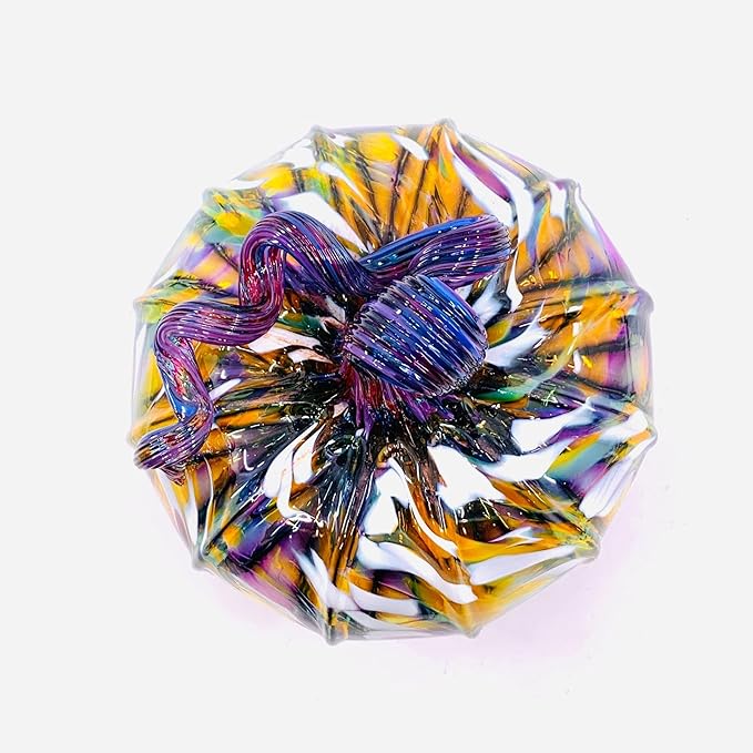Luke Adams Glass Handmade Glass Pumpkins Handmade Table Top Home Decor (Squat, Purple Potion)