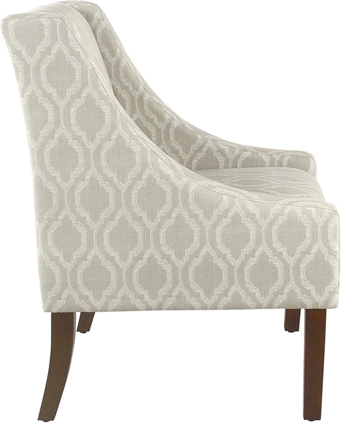 Homepop Home Decor | Upholstered Classic Swoop Arm Accent Chair | Accent Chairs for Living Room & Bedroom | Decorative Home Furniture,Tan Geometric