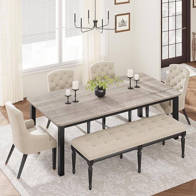 GAOMON 78.7 Inch Long Kitchen Table for 6-8, Dining Room Table for Kitchen Living Room, Large Rectangular Dinner Tables, Industrial Indoor Restaurant Tables with Sturdy Metal Frame(Only Table)