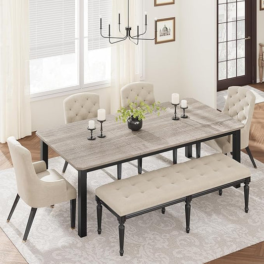 GAOMON 78.7 Inch Long Kitchen Table for 6-8, Dining Room Table for Kitchen Living Room, Large Rectangular Dinner Tables, Industrial Indoor Restaurant Tables with Sturdy Metal Frame(Only Table)