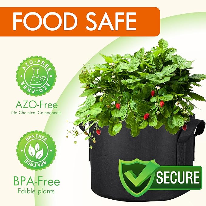 Gardzen 20-Pack 7 Gallon Grow Bags, Aeration Fabric Pots with Handles, Heavy Duty Plant Bags for Plants