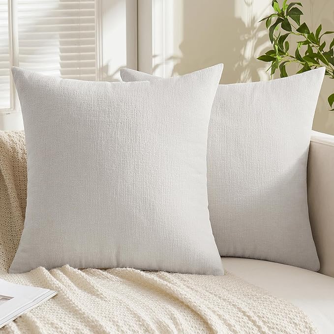 MIULEE Light Grey Couch Pillow Covers 22x22 Inch, Set of 2 Soft Chenille Decorative Euro Throw Pillow Covers Farmhouse for Sofa Living Room Bed