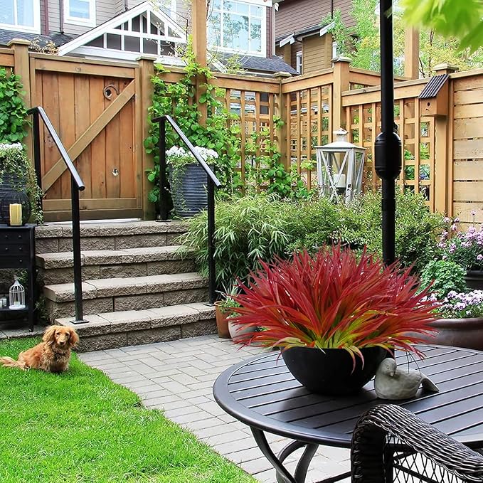 12 Pcs Artificial Outdoor Plants UV Resistant Tall Fake Grass Plants Bushes Faux Tropical Flowers Décor Fall Winter Summer Planters Patio Front Door Porch Plastic Greenery & Shrubs Decoration